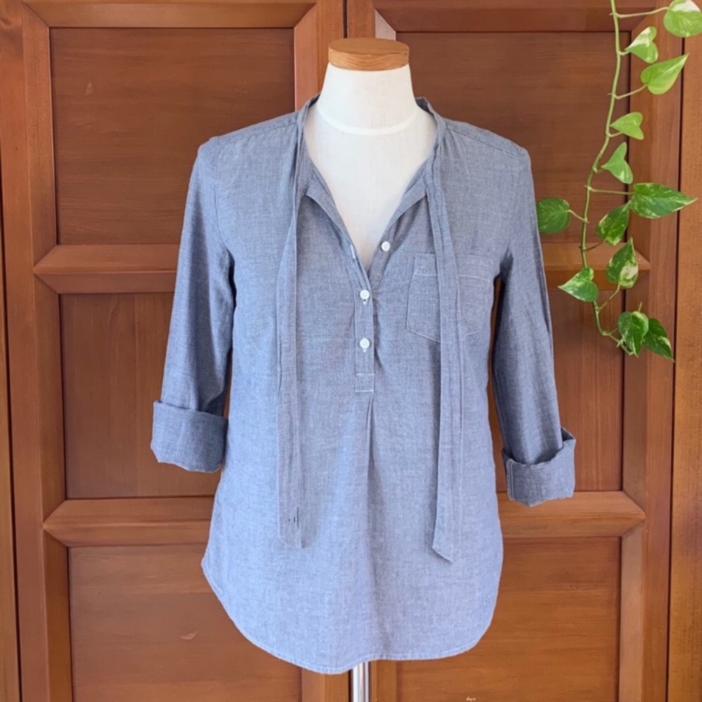 LOFT Chambray Tie Top